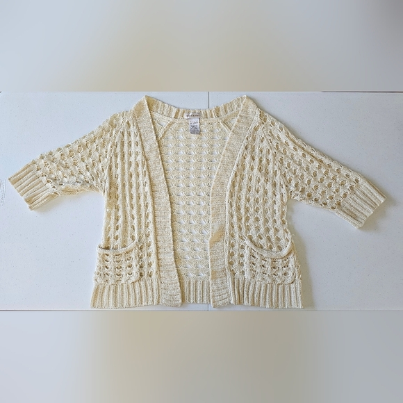 Monroe & Main Cream Cardigan Sweater Open-Knit Design - Picture 1 of 8